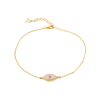 Women's Bracelet The Minis 02L05-01166 Loisir Silver Gold Plated With Pink Enamel Eye And White Zircon