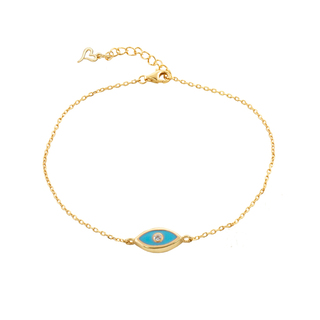 Women's Bracelet The Minis 02L05-01167 Loisir Silver Gold Plated With Blue Enamel Eye And White Zircon