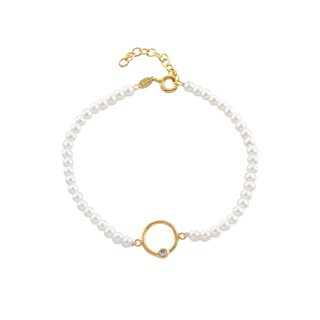 Women's Bracelet La Dolce Vita 02L05-01206 Loisir Silver Gold Plated With White Pearls And Round Element