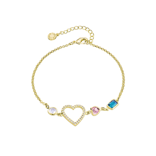 Women's Charming Bracelet 02L15-01187 Loisir Bronze Gold Plated With Heart And Colorful Zircon