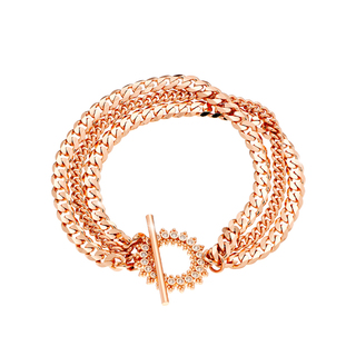 Women's Bracelet Pretty 02L15-01277 Loisir Bronze-Rose Gold Plated Triple Chain With Element White Zirconia 