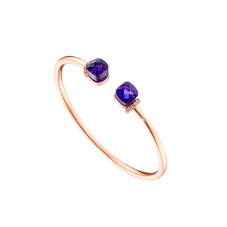 Women's Bracelet Candy Bis 02L15-01299 Loisir Brass Rose Gold With Purple Opaque Crystals And White Zircons