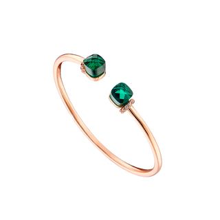Women's Bracelet Candy Bis 02L15-01300 Loisir Brass Rose Gold With Green Opaque Crystals And White Zircons