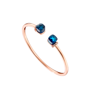 Women's Bracelet Candy Bis 02L15-01301 Loisir Brass Rose Gold With Blue Opaque Crystals And White Zircons