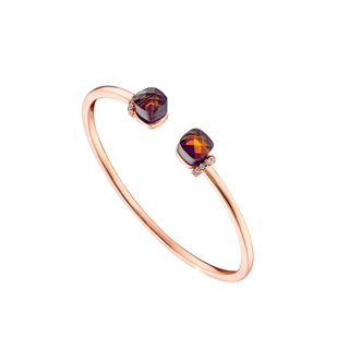 Women's Bracelet Candy Bis 02L15-01302 Loisir Brass Rose Gold With Brown Opaque Crystals And White Zircons