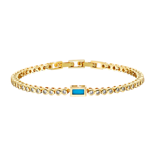 Women's Bracelet Mini Loisir 02L15-01351 Bronze Gold Plated With Turquoise And White Zircons