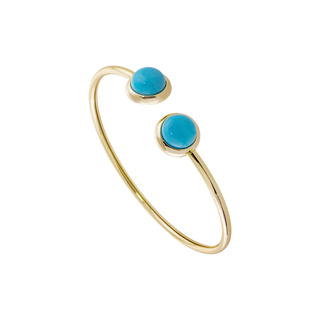 Women's Cuff Bracelet Lollipop 02L15-01254 Loisir Brass Gold Plated With Turquoise Crystal