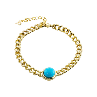 Women's Bracelet Lollipop 02L15-01357 Loisir Brass Gold Plated Chain With Turquoise Crystal