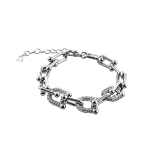 Women's Bracelet Emily 02L15-01402 LOISIR Bronze Silver Chain With White Zircon Elements