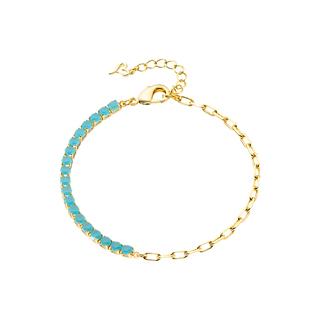 Women's Bracelet Mini Loisir 02L15-01442 Bronze Gold Plated With Turquoise And Chain