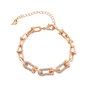 Women's Bracelet Emily 02L15-01509 LOISIR Bronze Rose Gold Plating Chain With White Zircon Elements