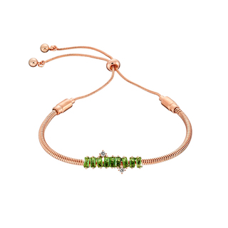 Women's Bracelet Look At Me 02L15-01532 Loisir Brass Rose Gold Eye With Green And White Zirconia