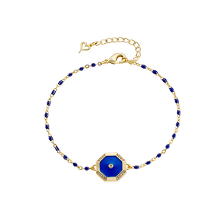 Women's Bracelet Pierrot 02L15-01641 Loisir Brass Gold Plated With Rosary, Element With Blue Enamel And Zirconia 