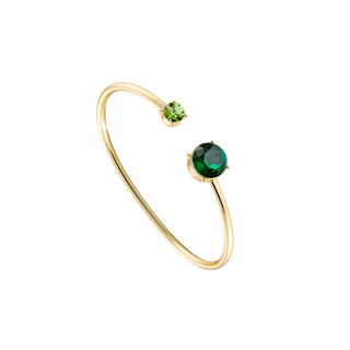 Women's Dance Bracelet, Gold Plated Metal, Fixed With Green Crystals 02L15-01788-Loisir