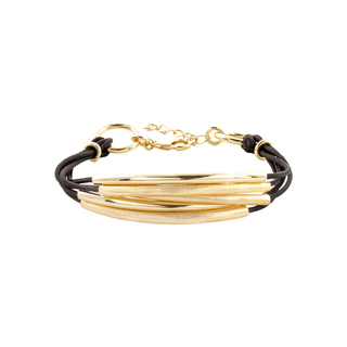 Women's Bracelet Symbols 02L15-01877 Loisir Black Cord With Gold-Plated Brass Metal Elements