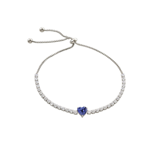 Γυναικείο Βραχιόλι Happy Hearts 02L15-01925 Loisir Μπρούντζος-Platinum IP Με Λευκά Και Μπλε Ζιργκόνς