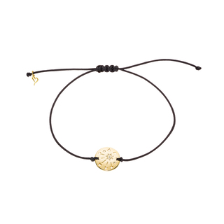 Unisex Βραχιόλι Lucky Charm 02L15-01930 Loisir Μαύρο Κορδόνι Με Επίχρυσο Στοιχείο Από Ορείχαλκο Με Αστέρι