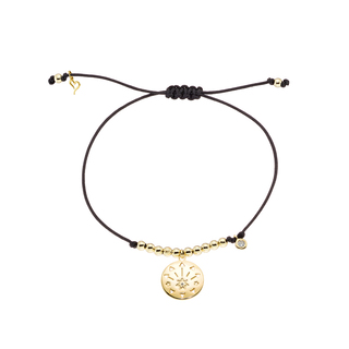 Unisex Βραχιόλι Lucky Charm 02L15-01932 Loisir Μαύρο Κορδόνι Με Επίχρυσο Στοιχείο Από Ορείχαλκο Με Αστέρι