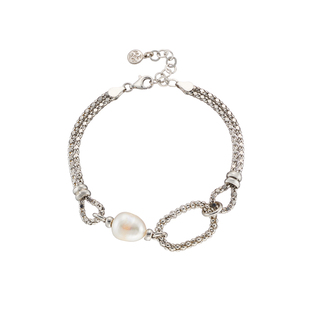 Women's Bracelet Success 02X01-3389 Oxette Silver With Double Chain 0.25 cm And Pearl