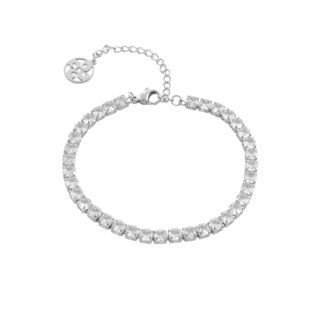 Γυναικείο Βραχιόλι Party 02X03-00553 Oxette Ατσάλι 316L Με Στρογγυλά Λευκά Ζιργκόν 0.4 cm