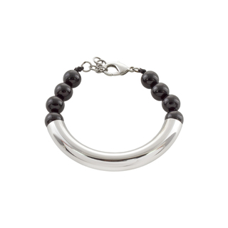 Γυναικειο Βραχιόλι Volcanic Rock 02X03-00569 Oxette Ατσάλινο Με Μαύρες Πέτρες Και Στοιχείο