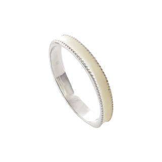 Women's Bangle Bracelet Volcanic Rock 02X03-00572 Oxette Steel With Ecru Enamel