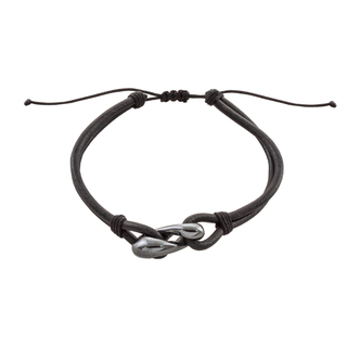 Men's Bracelet 02X03-00598 Oxette Steel Double With Black Leather And Steel Gun Metal Element