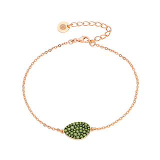 Women's Bracelet Red Carpet Oxette 02X05-02184 Silver With Rose Gold Plating Teardrop With Green Zircons