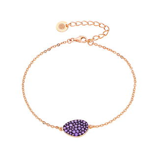 Women's Bracelet Red Carpet Oxette 02X05-02186 Silver With Rose Gold Plating Teardrop With Purple Zircons