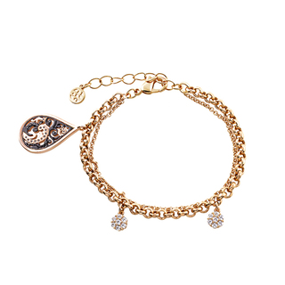 Women's Bracelet Splash 02X15-00291 Oxette Brass Two-Tone With Double Chain And Tear Element 