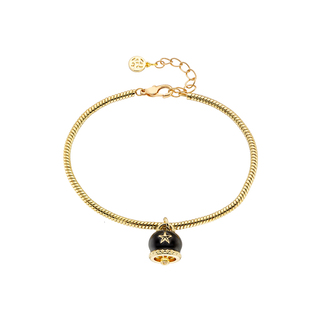 Women's Lucky Charm Bracelet 02X15-00515 Oxette Metal Made of Gold Plated Brass With Black Enamel and Zirconia