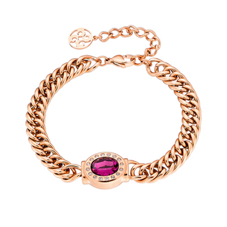 Women's Bracelet Extravaganza 02X27-00463 Oxette Steel Rose Gold With Oval Purple Crystal And White Crystals