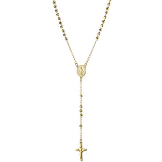 Unisex rosary necklace steel N-03602G Yellow gold IP