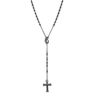 Men's rosary necklace steel N-03603BL Black  IP