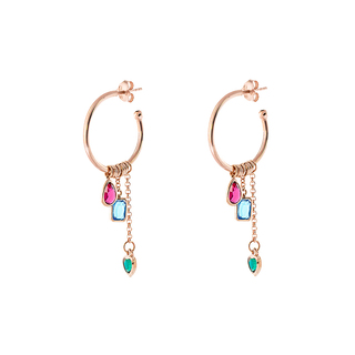 Women's Hoop Earrings New Pretty 03L15-00857 Loisir Bronze-Pink Gold IP