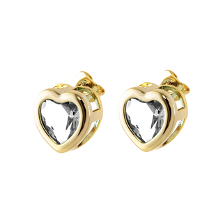 Women's Earrings Kiss 03L15-01043 Loisir Metallic Gold Plated With Heart And White Zircon
