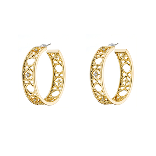 Women's Hoop Earrings Basket 03L15-01592 Loisir Brass Gold Plated With White Zirconia 4cm