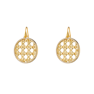 Women's Earrings Basket 03L15-01599 Loisir Brass Gold Plated With Round Element And White Zirconia