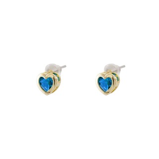 Women's Happy Hearts Loisir Earrings 03L15-01651 Brass Gold Plated With Blue Zircon Heart