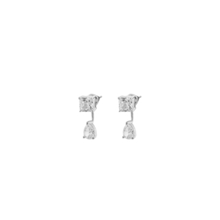 Women's Earrings Happy Hearts Metal Silver With White Zircons 03L15-01708- Loisir