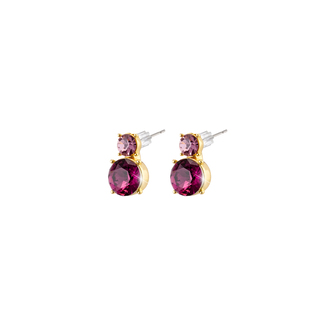 Women's Dance Earrings, Gold Plated Metal With Purple Crystals 03L15-01755- Loisir