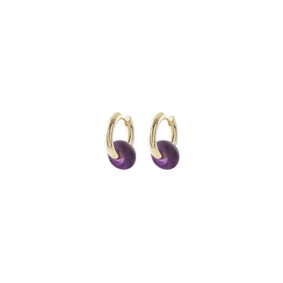 Γυναικεία Σκουλαρίκια Κρικοί Colorful 03L15-01790 Loisir Μεταλλικά Επίχρυσα Με Πέτρα Αμέθυστος