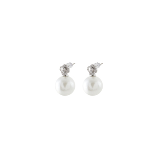 Women's Earrings Desmos 03L15-01813 Loisir Metal Silver With Pearl And Zircon Flower