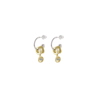 Women's Earrings Harlequin 03L15-01816 Loisir Metal Silver Hoops With Gold-Plated Elements And Eye