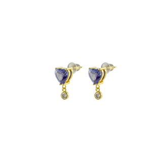 Women's Earrings Dolley 03L15-01859 Loisir Made of Brass Gold Plated Heart With Blue and White Zirconia