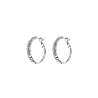 Women's Earrings Charming 03L15-01924 Loisir Brass Metal Rhodium Plated Hoops With White Zircons