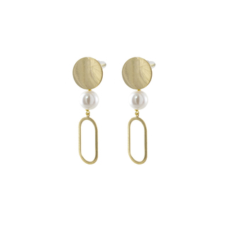 Women's Long Earrings With Pearl 03L15-01937 Loisir Gold Plated Brass