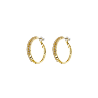 Women's Earrings Charming 03L15-01946 Loisir Brass Metal Gold Plated Hoops With White Zircons