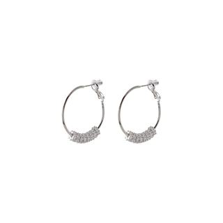 Women's Earrings Charming 03L15-01947 Loisir Brass Metal Rhodium Plated Hoops With Elements And White Zircons