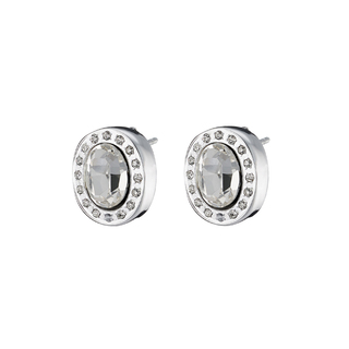 Women's Earrings Extravaganza  03X03-00085 Oxette Steel With Oval And Round White Crystals